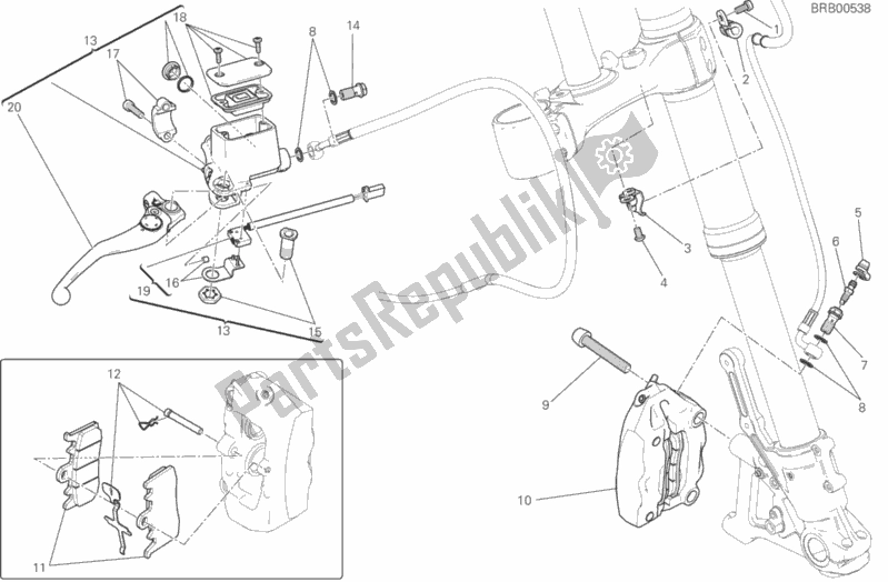 Tutte le parti per il Sistema Frenante Anteriore del Ducati Scrambler Brazil Special Edition 1100 2019